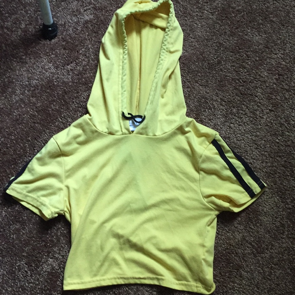 Yellow cropped top with hood
